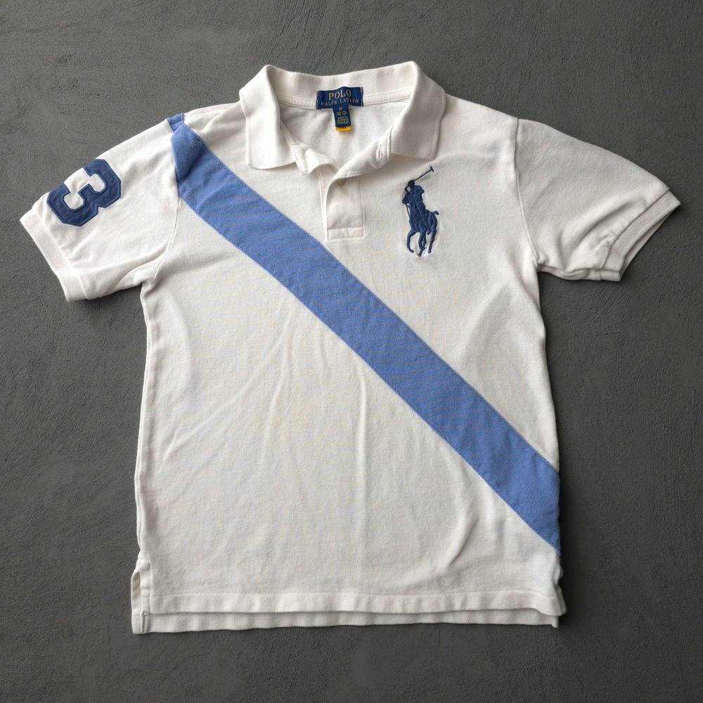 Vintage 2010s Polo Ralph Lauren White Polo Shirt Medium Big Pony Sash
